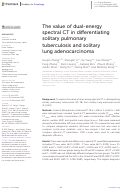 Cover page: The value of dual-energy spectral CT in differentiating solitary pulmonary tuberculosis and solitary lung adenocarcinoma