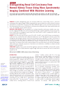Cover page: Distinguishing Renal Cell Carcinoma From Normal Kidney Tissue Using Mass Spectrometry Imaging Combined With Machine Learning.