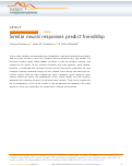 Cover page: Similar neural responses predict friendship