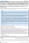 Cover page: Predictors of Fatigue Severity in Early Systemic Sclerosis: A Prospective Longitudinal Study of the GENISOS Cohort