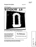 Cover page: Window 4.0: PC Program for Analyzing Window Thermal Performance