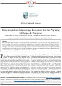 Cover page: Musculoskeletal Educational Resources for the Aspiring Orthopaedic Surgeon
