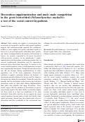 Cover page: Decoration supplementation and male–male competition in the great bowerbird (Ptilonorhynchus nuchalis): a test of the social control hypothesis