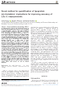 Cover page: Novel method for quantification of lipoprotein(a)-cholesterol: implications for improving accuracy of LDL-C measurements