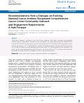 Cover page: Recommendations from a Dialogue on Evolving National Cancer Institute-Designated Comprehensive Cancer Center Community Outreach and Engagement Requirements: A Path Forward