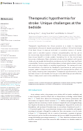 Cover page: Therapeutic hypothermia for stroke: Unique challenges at the bedside