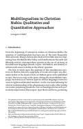 Cover page: Multilingualism in Christian Nubia: Qualitative and Quantitative Approaches