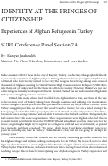 Cover page: Identity at the Fringes of Citizenship: Experiences of Afghan Refugees in Turkey