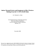 Cover page: Indoor Thermal Factors and Symptoms in Office Workers: Findings from the U.S. EPA BASE Study
