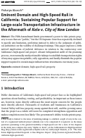 Cover page: Eminent Domain and High-Speed Rail in California: Sustaining Popular Support for Large-scale Transportation Infrastructure in the Aftermath of Kelo v. City of New London