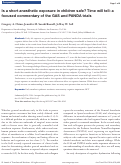 Cover page: Is a short anesthetic exposure in children safe? Time will tell: a focused commentary of the GAS and PANDA trials.