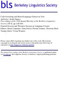 Cover page: Code Switching and Mixed Language Genesis in Tiwi