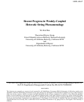 Cover page: Recent Progress in Weakly-Coupled Heterotic String Phenomenology