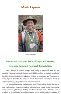 Cover page of Mark Lipson: Senior Analyst and Program Director, Organic Farming Research Foundation