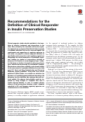 Cover page: Recommendations for the definition of clinical responder in insulin preservation studies.