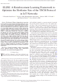 Cover page of ELISE: A Reinforcement Learning Framework to Optimize the Slotframe Size of the TSCH Protocol in IoT Networks