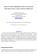 Cover page: THE ECONOMIC THRESHOLD WITH A STOCHASTIC PEST POPULATION: A REAL OPTIONS APPROACH