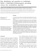 Cover page: Zinc distribution and speciation in Arabidopsis halleri x Arabidops is lyrata progenies presenting various zinc accumulation capacities