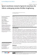 Cover page: Spinal anesthesia instead of general anesthesia for infants undergoing tendon Achilles lengthening