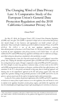 Cover page: The Changing Wind of Data Privacy Law: A Comparative Study of the European Union’s General Data Protection Regulation and the 2018 California Consumer Privacy Act