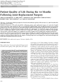 Cover page: Patient quality of life during the 12 months following joint replacement surgery