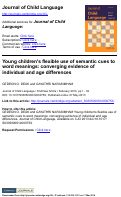 Cover page: Young children's flexible use of semantic cues to word meanings: converging evidence of individual and age differences