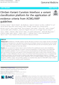 Cover page: ClinGen Variant Curation Interface: a variant classification platform for the application of evidence criteria from ACMG/AMP guidelines.