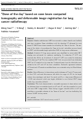 Cover page: “Dose of the day” based on cone beam computed tomography and deformable image registration for lung cancer radiotherapy