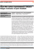 Cover page: Nacre-like surface nanolaminates enhance fatigue resistance of pure titanium.