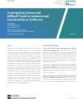 Cover page of Investigating Unmet and Difficult Travel in Underserved Communities in California