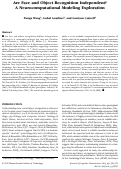 Cover page: Are Face and Object Recognition Independent? A Neurocomputational Modeling Exploration