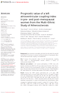 Cover page: Prognostic value of a left atrioventricular coupling index in pre- and post-menopausal women from the Multi-Ethnic Study of Atherosclerosis