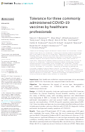 Cover page: Tolerance for three commonly administered COVID-19 vaccines by healthcare professionals