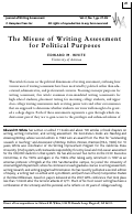 Cover page: The Misuse of Writing Assessment for Political Purposes