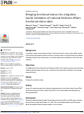 Cover page: Bringing functional status into a big data world: Validation of national Veterans Affairs functional status data
