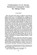 Cover page: Condemnation of Low Income Residential Communities Under the Taking Clause