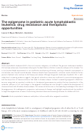 Cover page: The epigenome in pediatric acute lymphoblastic leukemia: drug resistance and therapeutic opportunities