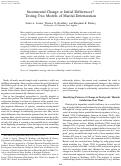 Cover page: Incremental change or initial differences? Testing two models of marital deterioration.