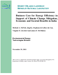 Cover page: Business Case for Energy Efficiency in Support of Climate Change Mitigation, Economic and Societal Benefits in India