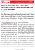 Cover page: Molecular recognition using corona phase complexes made of synthetic polymers adsorbed on carbon nanotubes