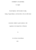 Cover page: Teacher Experience with Personalized Learning: Training, Program Elements, and Teacher Role at Two Low SES Schools