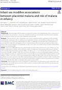 Cover page: Infant sex modifies associations between placental malaria and risk of malaria in infancy