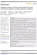 Cover page: Linguistic isolation correlates with length of stay and mortality for pediatric oncology patients in California.