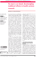 Cover page: No man is an island: disentangling multilevel effects in health services research