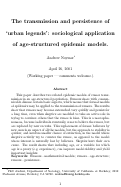 Cover page: The Transmission and Persistence of`'Urban Legends': Sociological Application of Age-Structured Epidemic Models