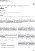 Cover page: Commentary: The International Mouse Phenotyping Consortium: high-throughput in vivo functional annotation of the mammalian genome