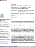 Cover page: Prevalence and antibiotic resistance of Escherichia coli in urban and peri-urban garden ecosystems in Bangladesh.