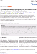 Cover page of Recommendations for HLA Genotyping Data Standards and Clinical Laboratory Staffing Considerations.