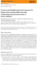 Cover page: Context and Implications Document for: Improving writing skills through technology‐based instruction: a meta‐analysis