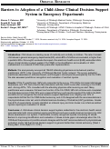 Cover page: Barriers to Adoption of a Child-Abuse Clinical Decision Support System in Emergency Departments